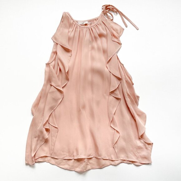 Ramy Brook Tiera Tie Shoulder Silk Ruffle Top Blush Size Medium NEW NWT - Picture 3 of 8